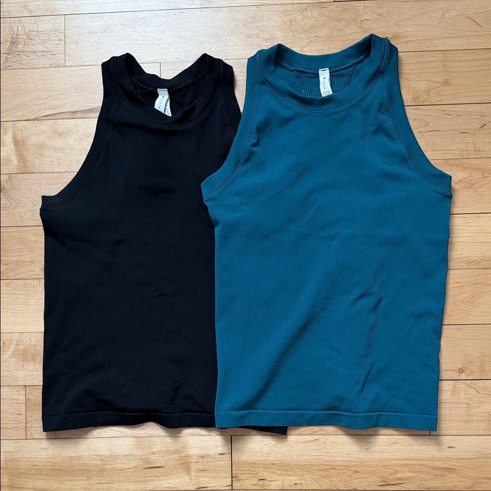Athleta Racerback Tank - Set of 2 (Black and Teal) Sz Medium